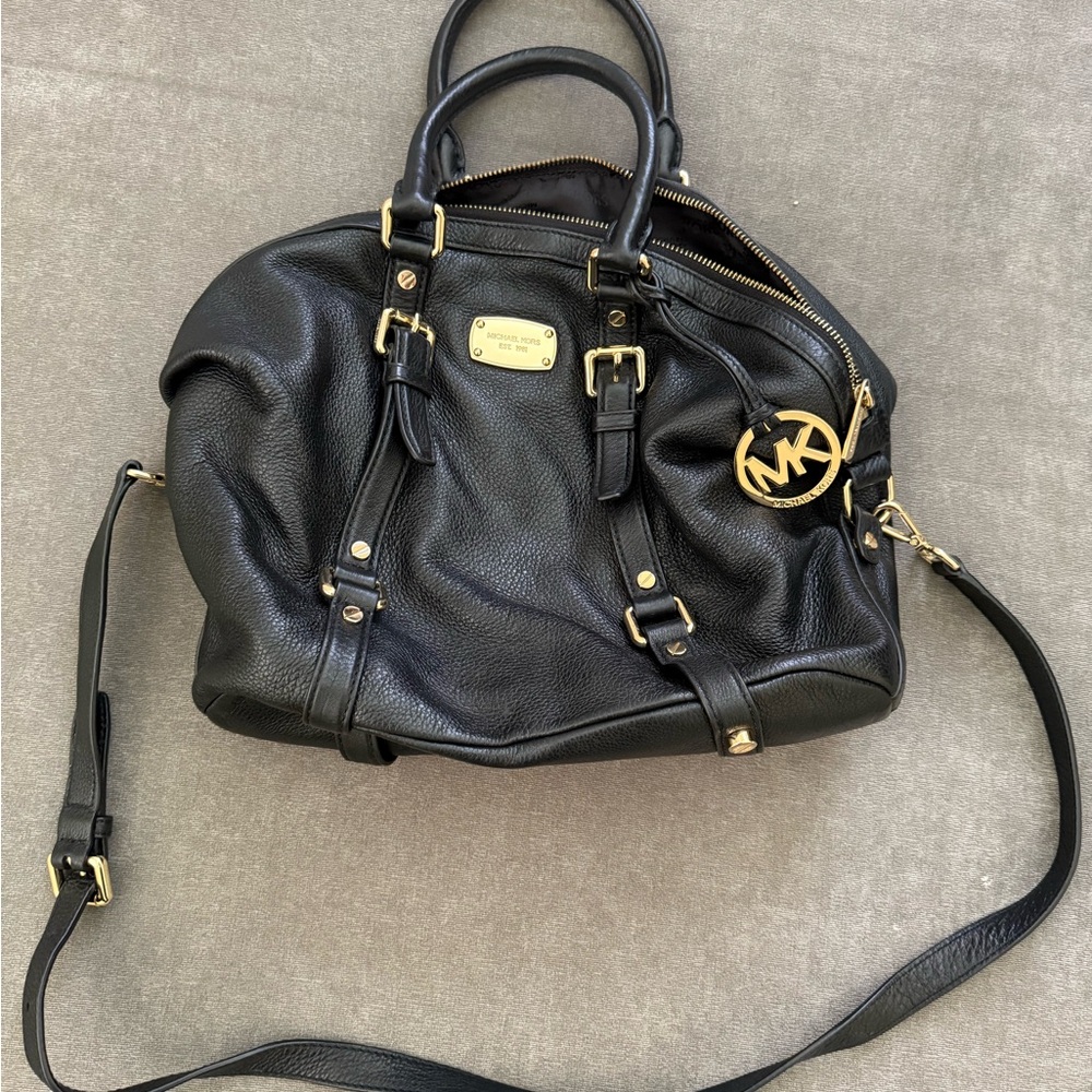 Michael Kors Black Satchel with Gold Accents